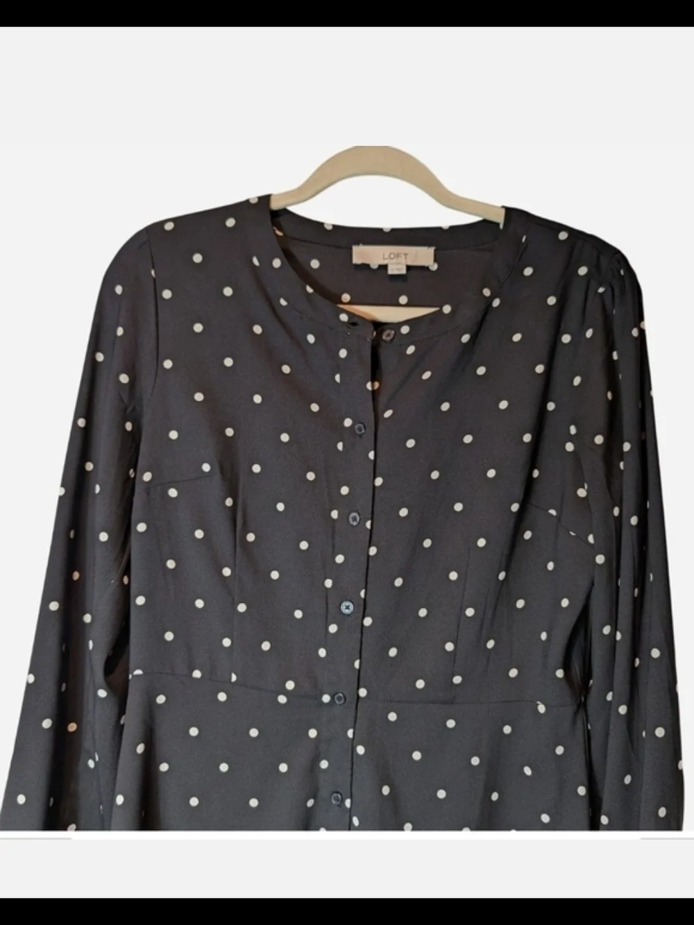 LOFT Black Dress with White Polka Dots - Picture 6 of 7